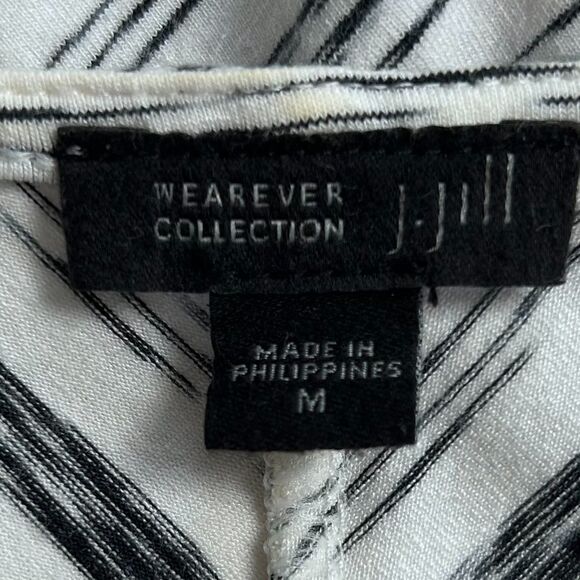 J. Jill Wearever Collection Black White Chevron Midi Dress Size M Rayon Stretch - Picture 3 of 4
